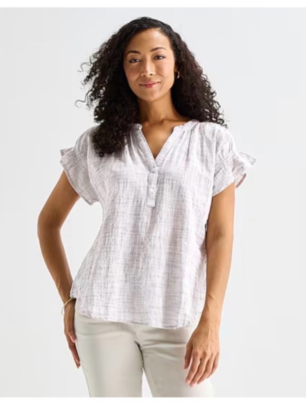 Liz Claiborne striped short sleeve blouse